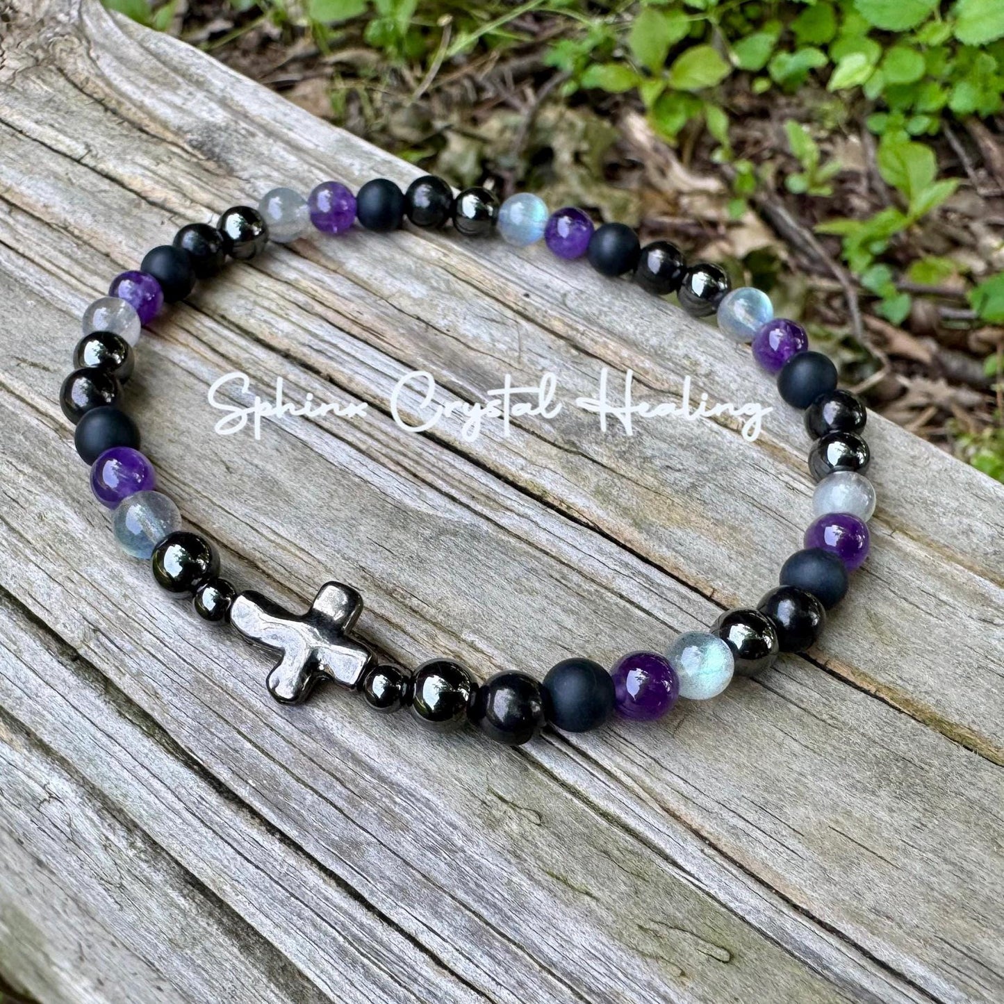 Christian Empath Anklet - EMF Protection “ Fear Not " Anxiety & Stress - Shungite - Amethyst - Labradorite - Onyx Crystal Healing Gemstones