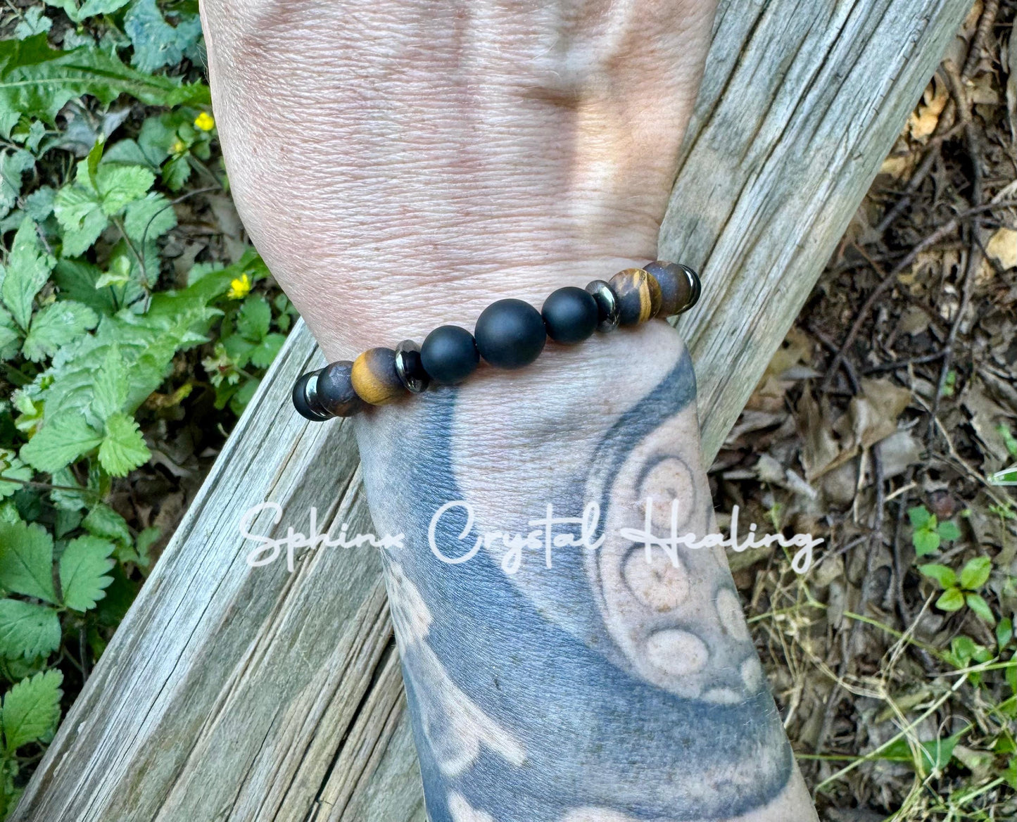 Anxiety Support - Aura Protection " Battle Ropes " - Strength & Courage - Tigers Eye Onyx - Quality Gemstones - Crystal Healing Bracelet