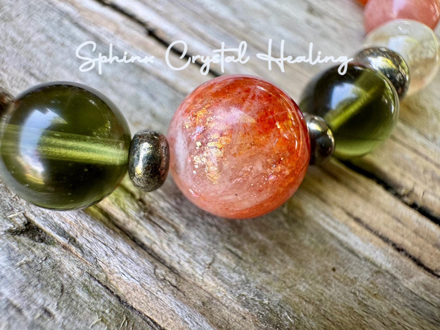 Summer Solstice " Midsummer Flames + " AAA PRECIOUS GRADE Sunstone - Moldavite - Citrine - Carnelian - Garnet - Crystal Gemstone Bracelet