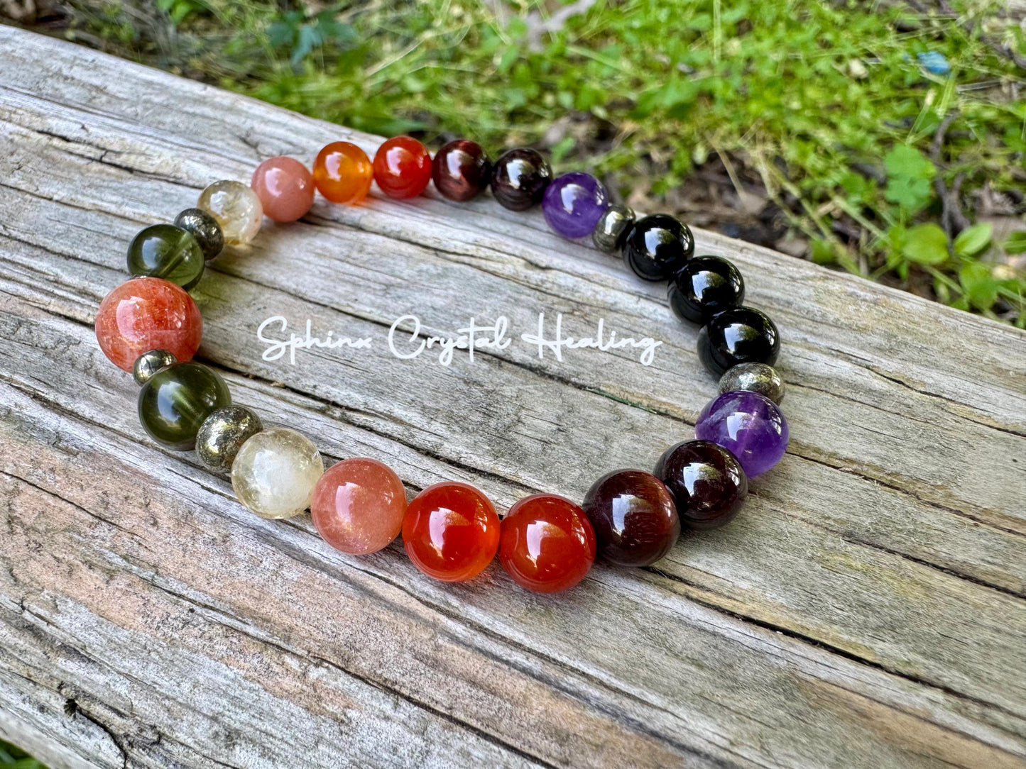 Summer Solstice " Midsummer Flames + " AAA PRECIOUS GRADE Sunstone - Moldavite - Citrine - Carnelian - Garnet - Crystal Gemstone Bracelet