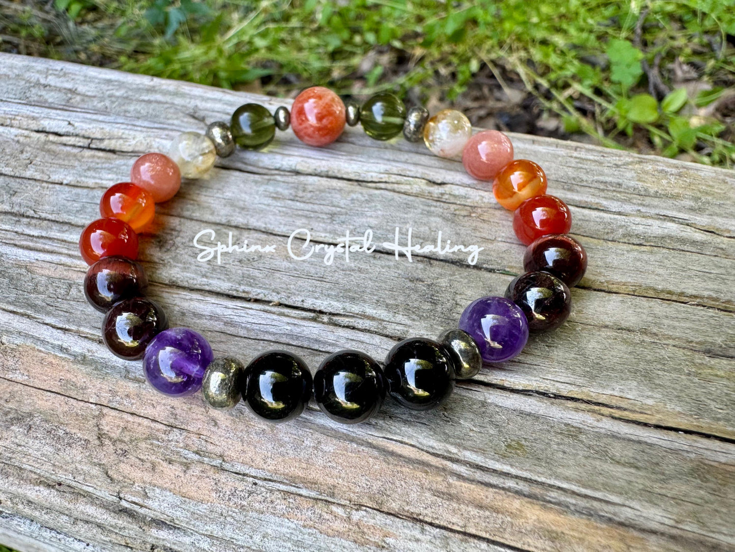Summer Solstice " Midsummer Flames + " AAA PRECIOUS GRADE Sunstone - Moldavite - Citrine - Carnelian - Garnet - Crystal Gemstone Bracelet