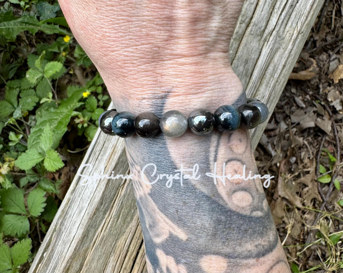 10MM Self Empowerment - Strength & Courage " You are the Universe " AAA Blue Tigers Eye - Labradorite - Obsidian Crystal Gemstone Bracelet