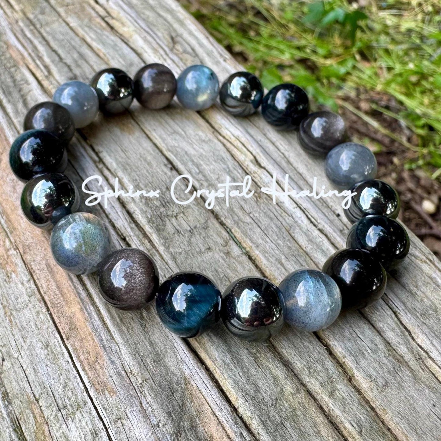 10MM Self Empowerment - Strength & Courage " You are the Universe " AAA Blue Tigers Eye - Labradorite - Obsidian Crystal Gemstone Bracelet