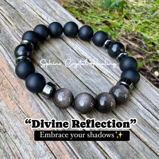 10MM Self Transformation & Spiritual Growth " Divine Reflection " Shungite EMF Protection - Onyx Obsidian Crystal Healing Gemstone Bracelet
