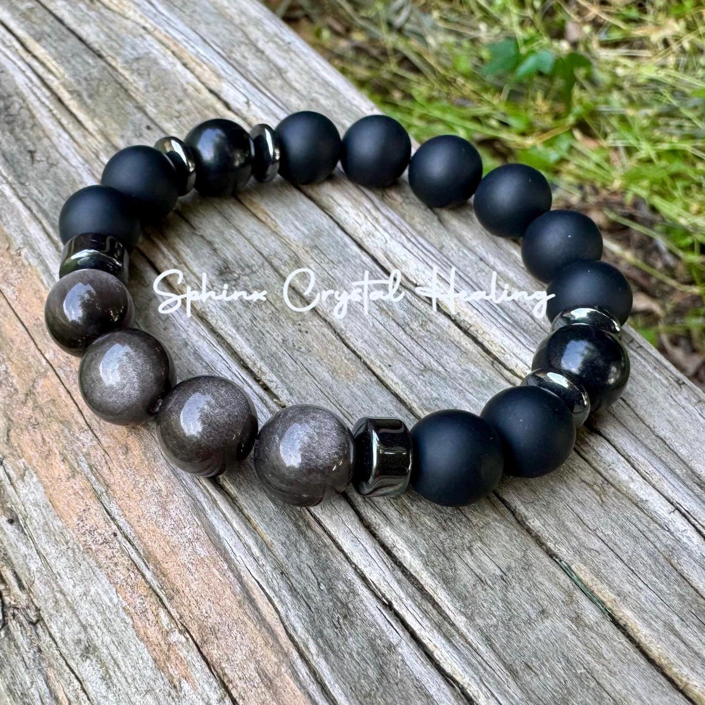 10MM Self Transformation & Spiritual Growth " Divine Reflection " Shungite EMF Protection - Onyx Obsidian Crystal Healing Gemstone Bracelet