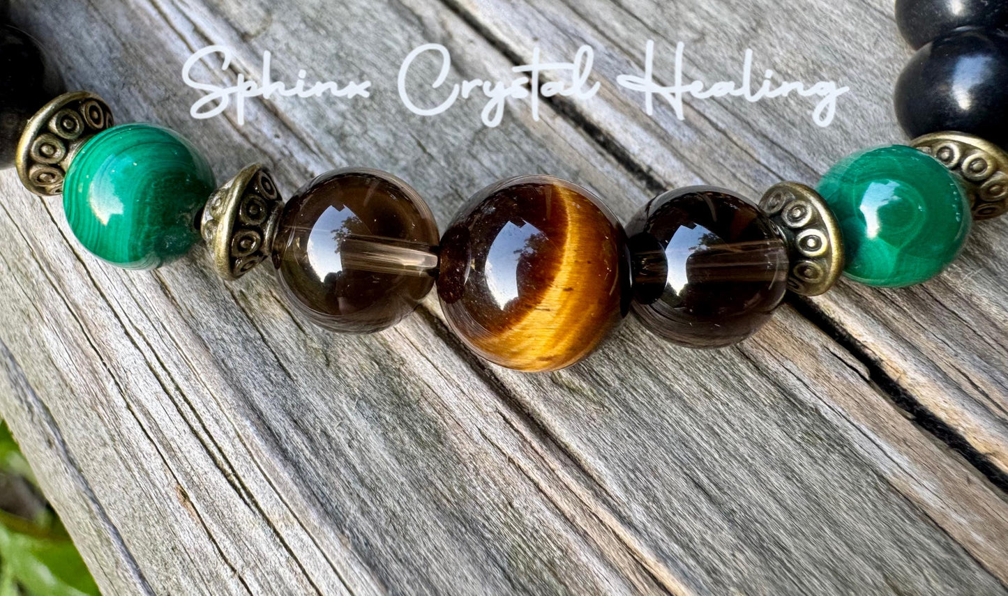 Business Mindset - Wise Leadership “ The God Father “ Success & Prosperity Bracelet - Crystal Therapy Quality Malachite Gemstone Bracelet