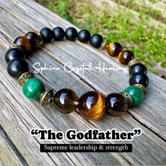 Business Mindset - Wise Leadership “ The God Father “ Success & Prosperity Bracelet - Crystal Therapy Quality Malachite Gemstone Bracelet