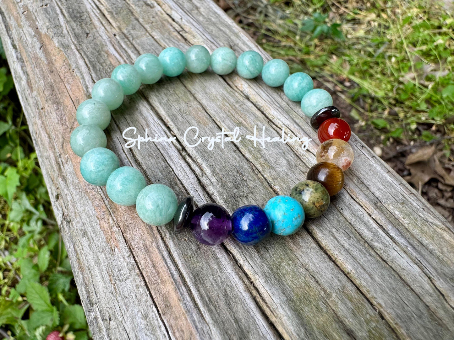 Anxiety and Stress Support - Chakra Stones - Spiritual Healing - AAA Amazonite - Amethyst - Citrine - Lapis - Carnelian Crystal Bracelet