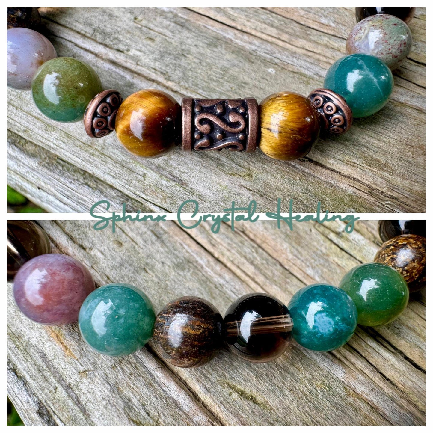 Leadership Support " The Sagacious Mind " Wisdom & Patience - Mental Strength - Indian Agate - Smoky Quartz - Bronzite Gemstone Bracelet