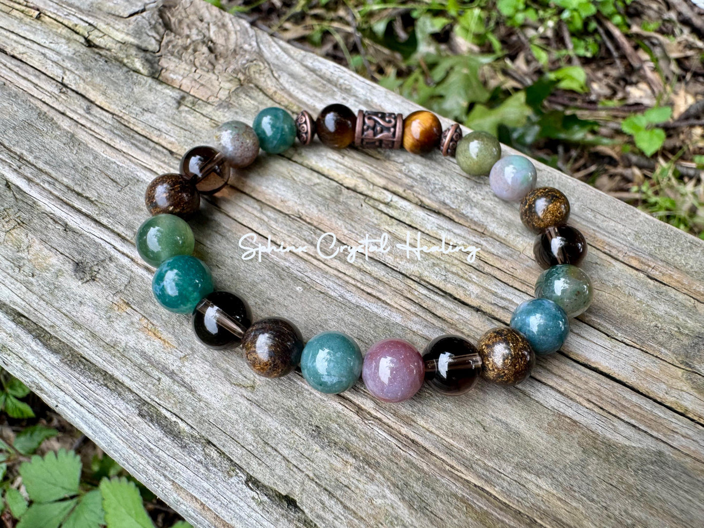Leadership Support " The Sagacious Mind " Wisdom & Patience - Mental Strength - Indian Agate - Smoky Quartz - Bronzite Gemstone Bracelet