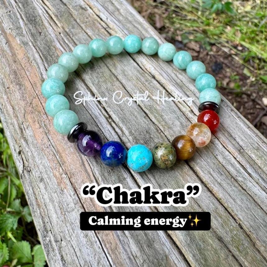 Anxiety and Stress Support - Chakra Stones - Spiritual Healing - AAA Amazonite - Amethyst - Citrine - Lapis - Carnelian Crystal Bracelet