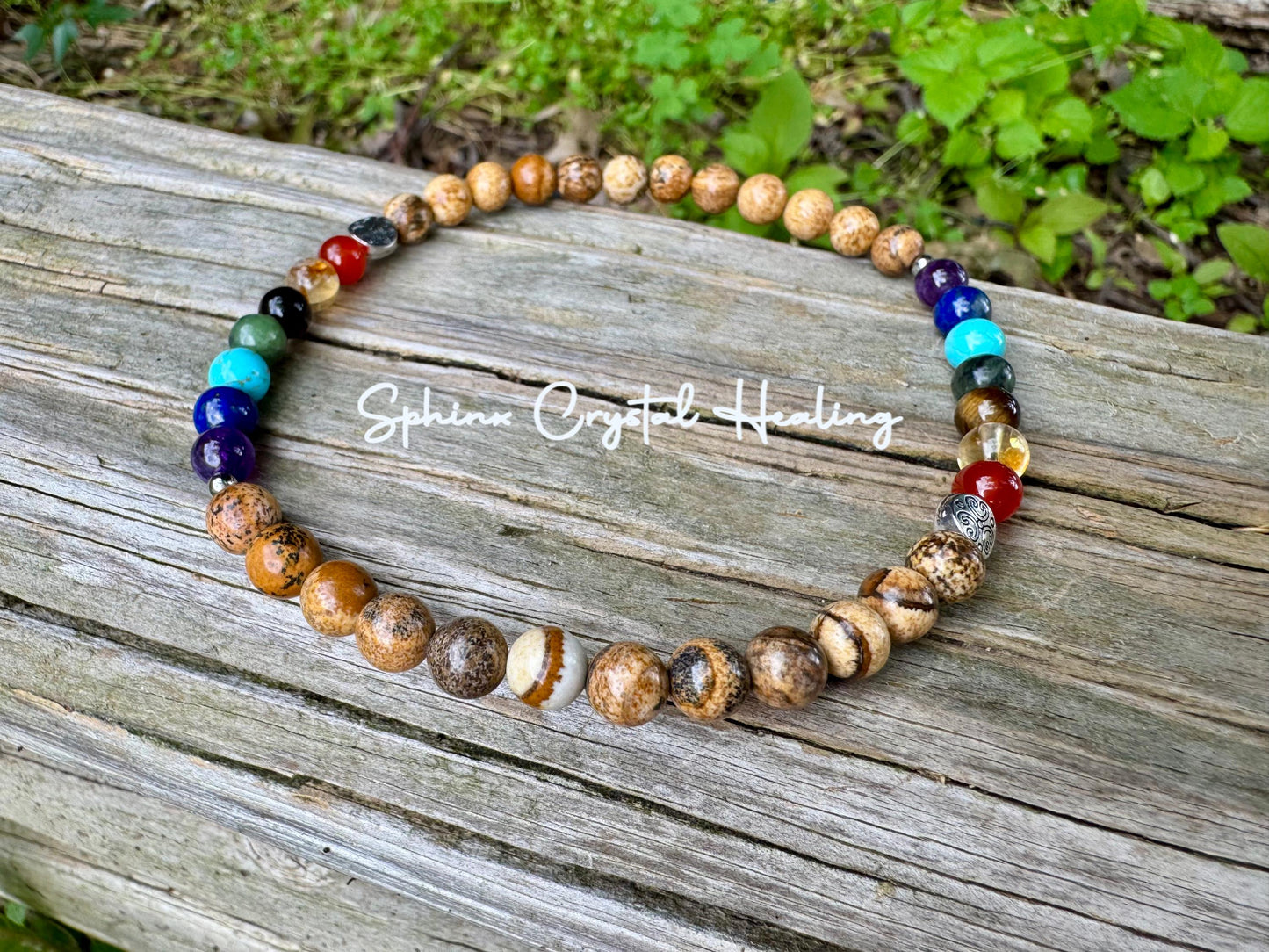 Chakra Balance Anklet - Grounding Picture Jasper - Grounded Connection to Earth - Crystal Healing - REAL Quality Gemstone Ankle Bracelet