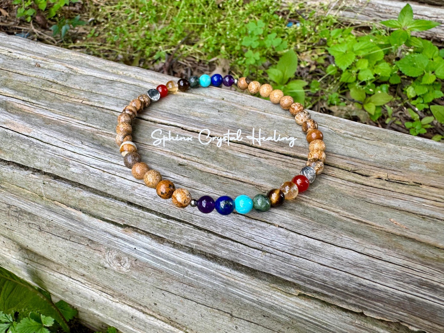 Chakra Balance Anklet - Grounding Picture Jasper - Grounded Connection to Earth - Crystal Healing - REAL Quality Gemstone Ankle Bracelet