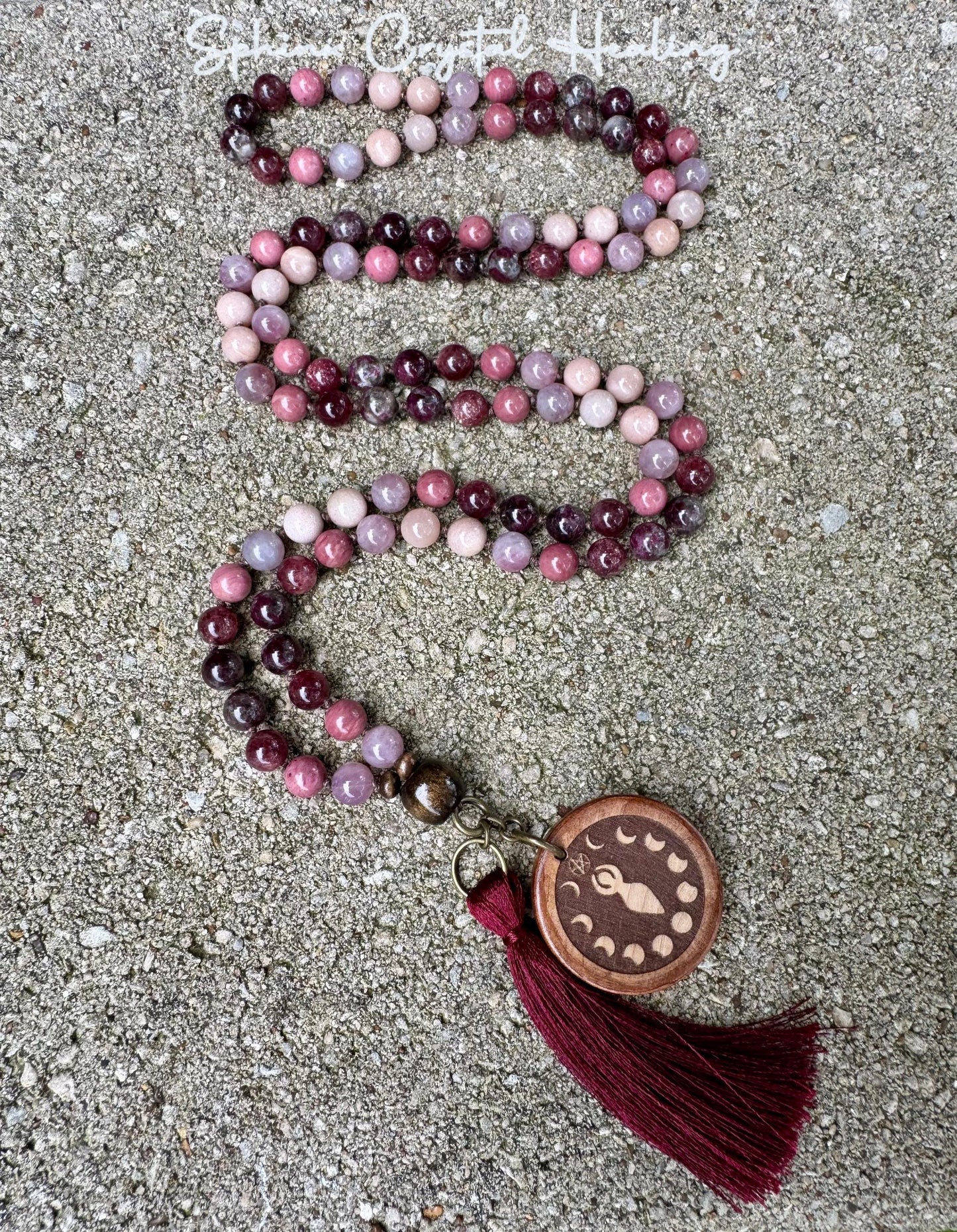 Only One - Self Love & Emotional Healing Mala Necklace - Feminine Energy " Strawberry Moon " RARE Strawberry Quartz - Eudialyte - Moonstone