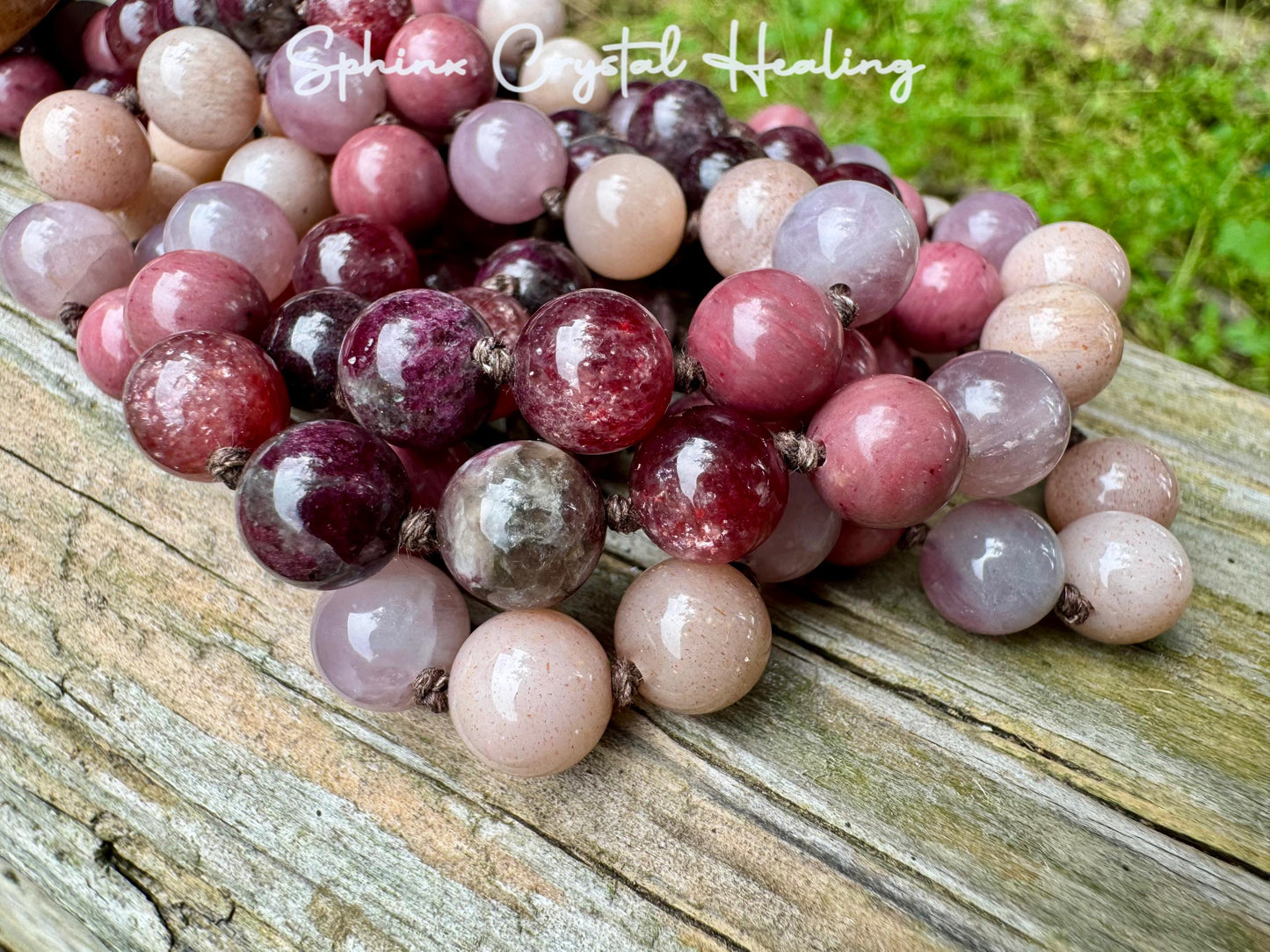 Only One - Self Love & Emotional Healing Mala Necklace - Feminine Energy " Strawberry Moon " RARE Strawberry Quartz - Eudialyte - Moonstone