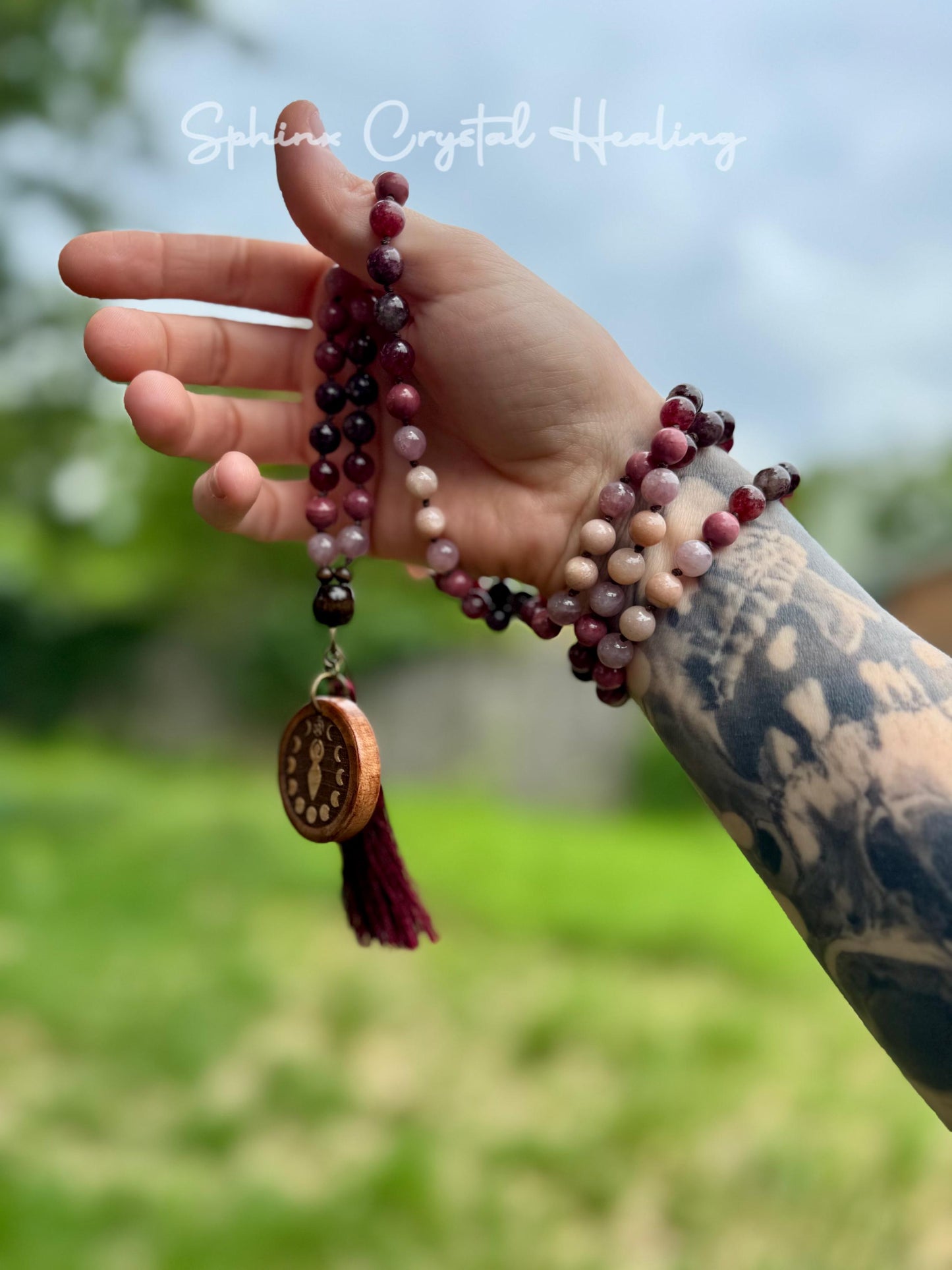 Only One - Self Love & Emotional Healing Mala Necklace - Feminine Energy " Strawberry Moon " RARE Strawberry Quartz - Eudialyte - Moonstone