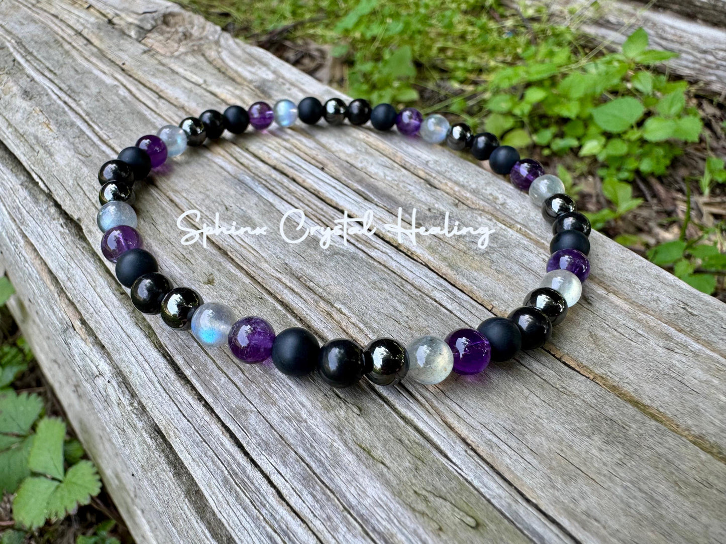 Empath Anklet - EMF Protection - Nope " Not Today " Anxiety & Stress - Shungite - Amethyst - Labradorite - Crystal Healing AAA Gemstones