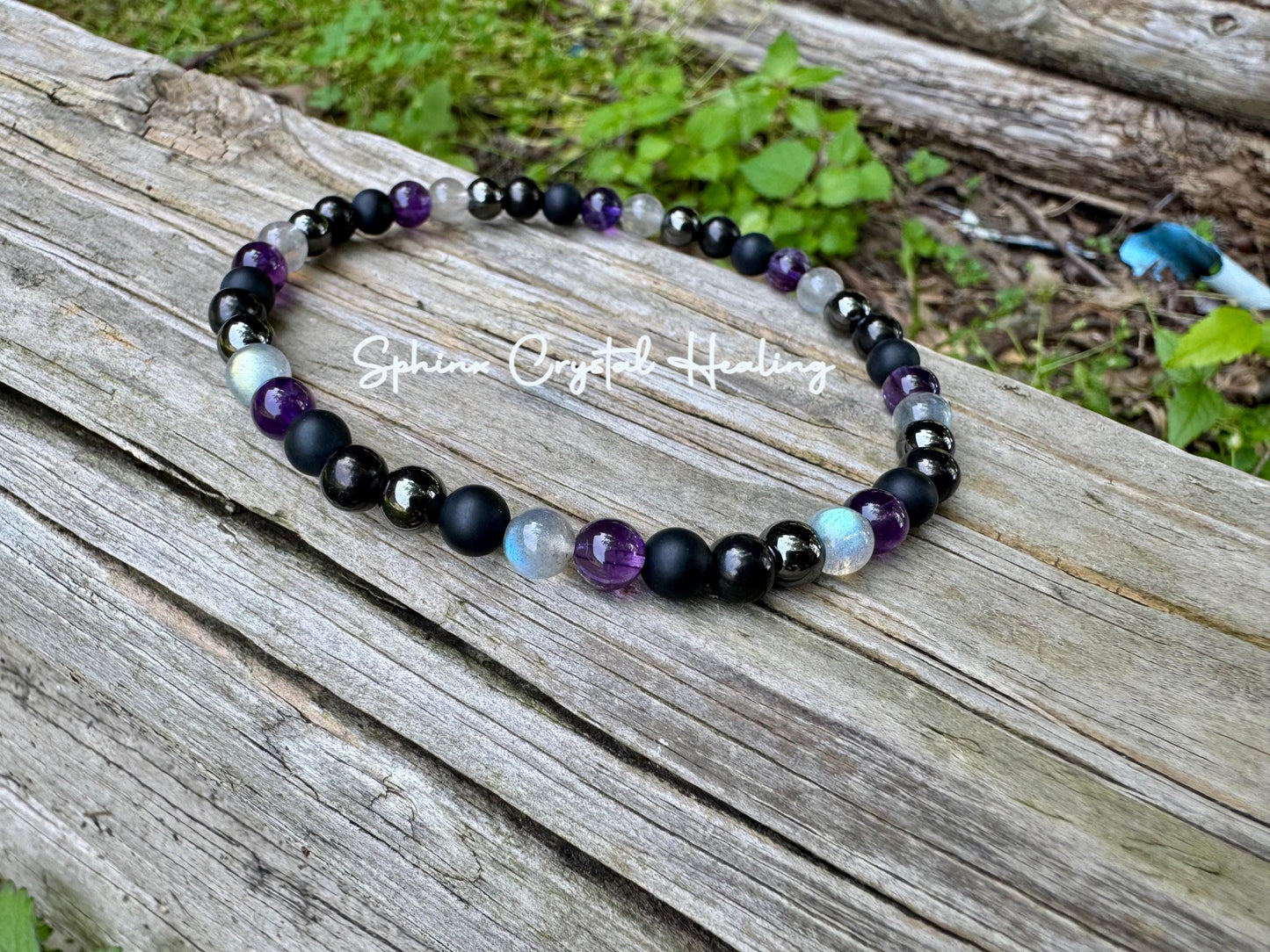 Empath Anklet - EMF Protection - Nope " Not Today " Anxiety & Stress - Shungite - Amethyst - Labradorite - Crystal Healing AAA Gemstones
