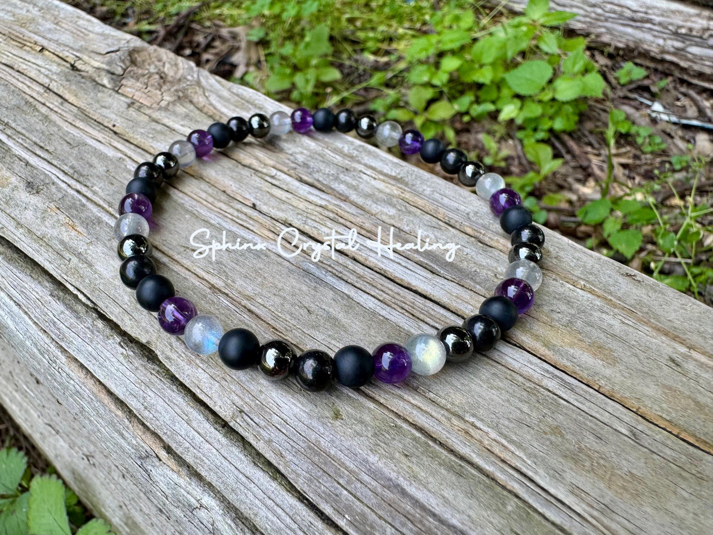 Empath Anklet - EMF Protection - Nope " Not Today " Anxiety & Stress - Shungite - Amethyst - Labradorite - Crystal Healing AAA Gemstones