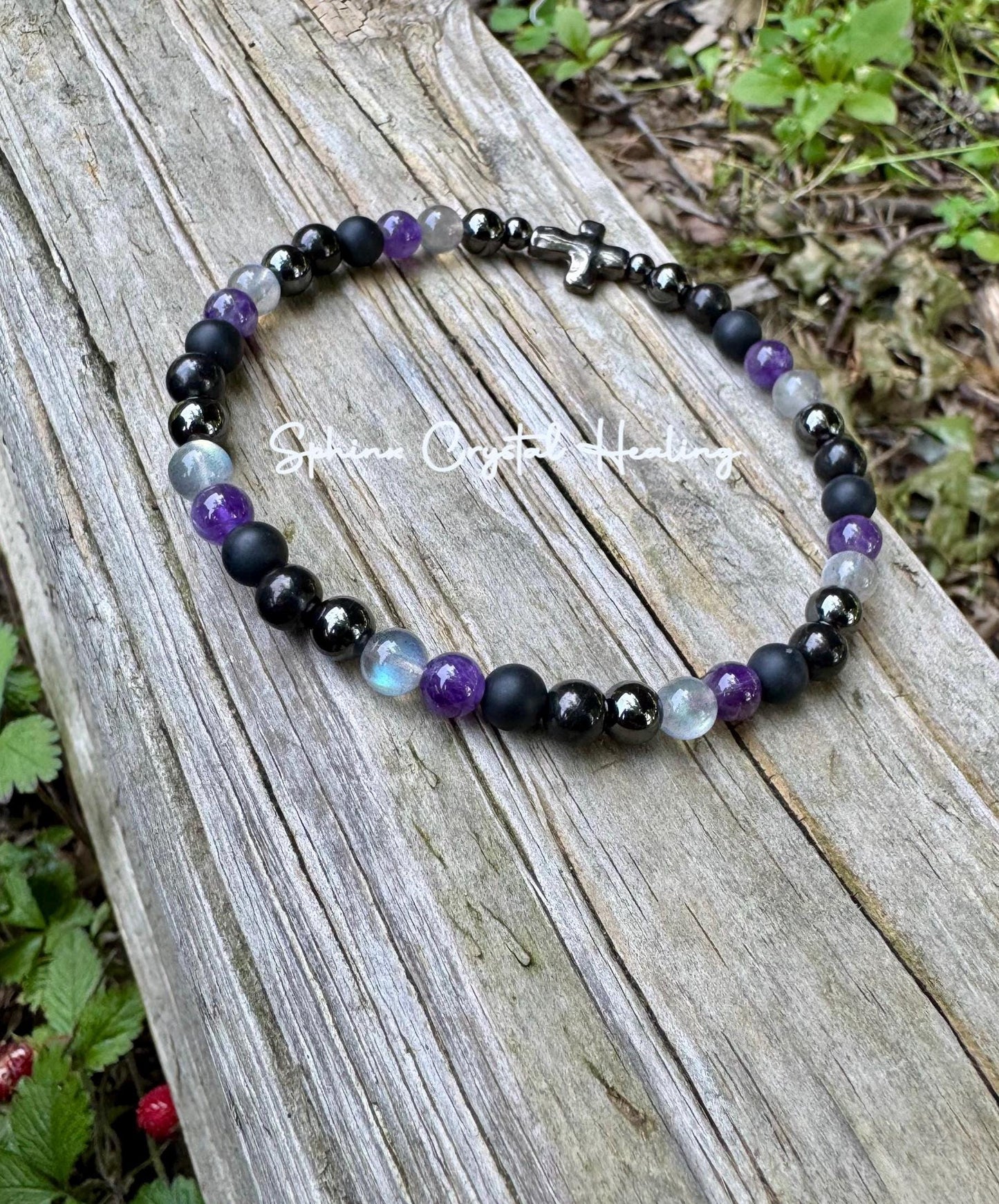 Christian Empath Anklet - EMF Protection “ Fear Not " Anxiety & Stress - Shungite - Amethyst - Labradorite - Onyx Crystal Healing Gemstones