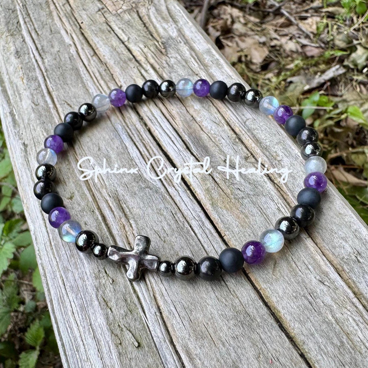 Christian Empath Anklet - EMF Protection “ Fear Not " Anxiety & Stress - Shungite - Amethyst - Labradorite - Onyx Crystal Healing Gemstones