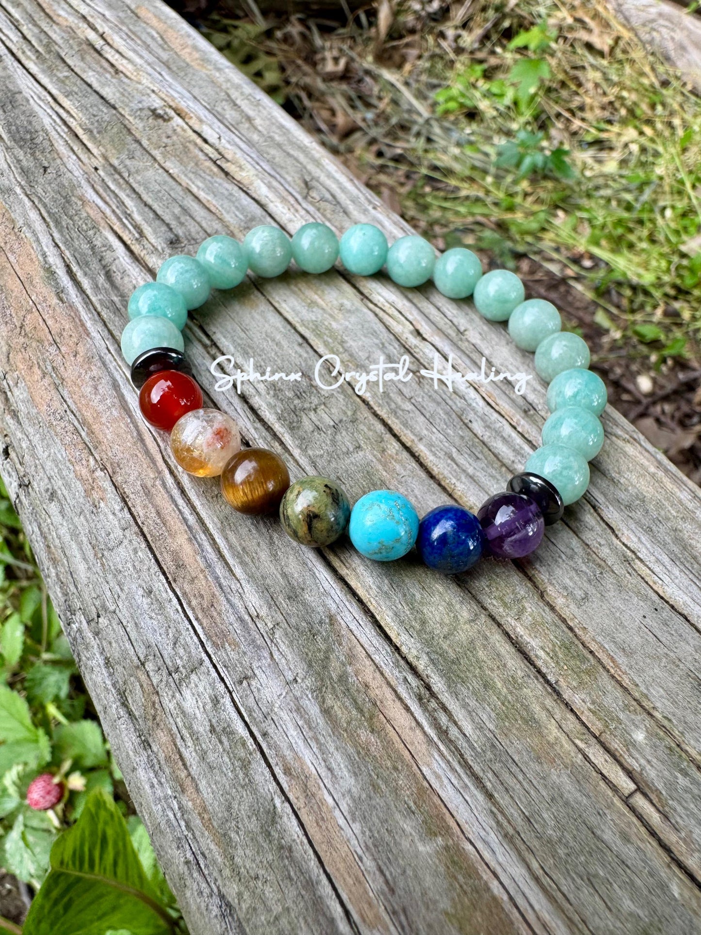Anxiety and Stress Support - Chakra Stones - Spiritual Healing - AAA Amazonite - Amethyst - Citrine - Lapis - Carnelian Crystal Bracelet