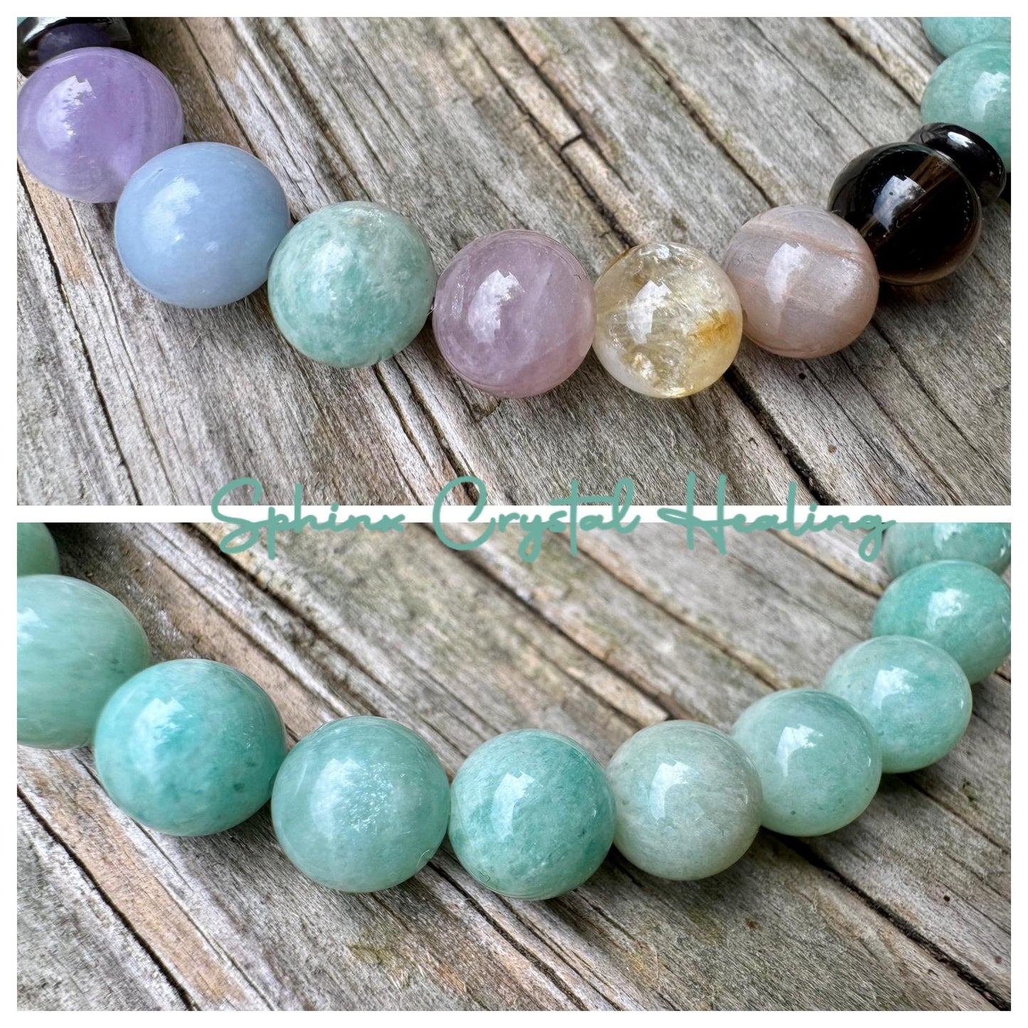 Calming Energy - Stress and Anxiety Support - Pastel Chakra Stones - AAA Amazonite - Amethyst - Sunstone - Citrine - Smoky Quartz Bracelet