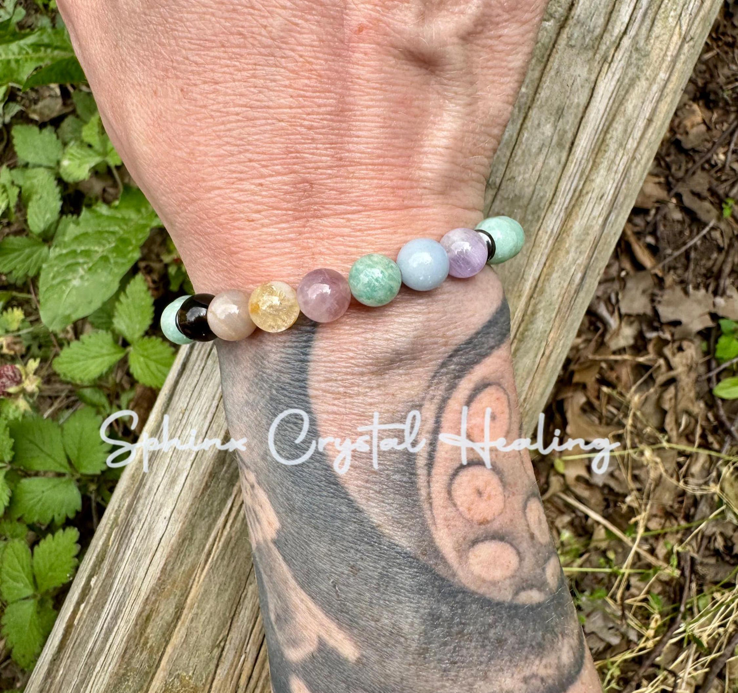 Calming Energy - Stress and Anxiety Support - Pastel Chakra Stones - AAA Amazonite - Amethyst - Sunstone - Citrine - Smoky Quartz Bracelet