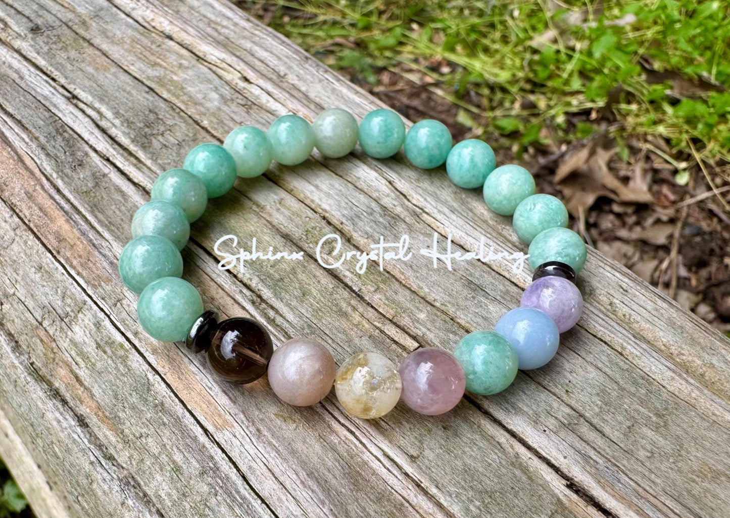 Calming Energy - Stress and Anxiety Support - Pastel Chakra Stones - AAA Amazonite - Amethyst - Sunstone - Citrine - Smoky Quartz Bracelet