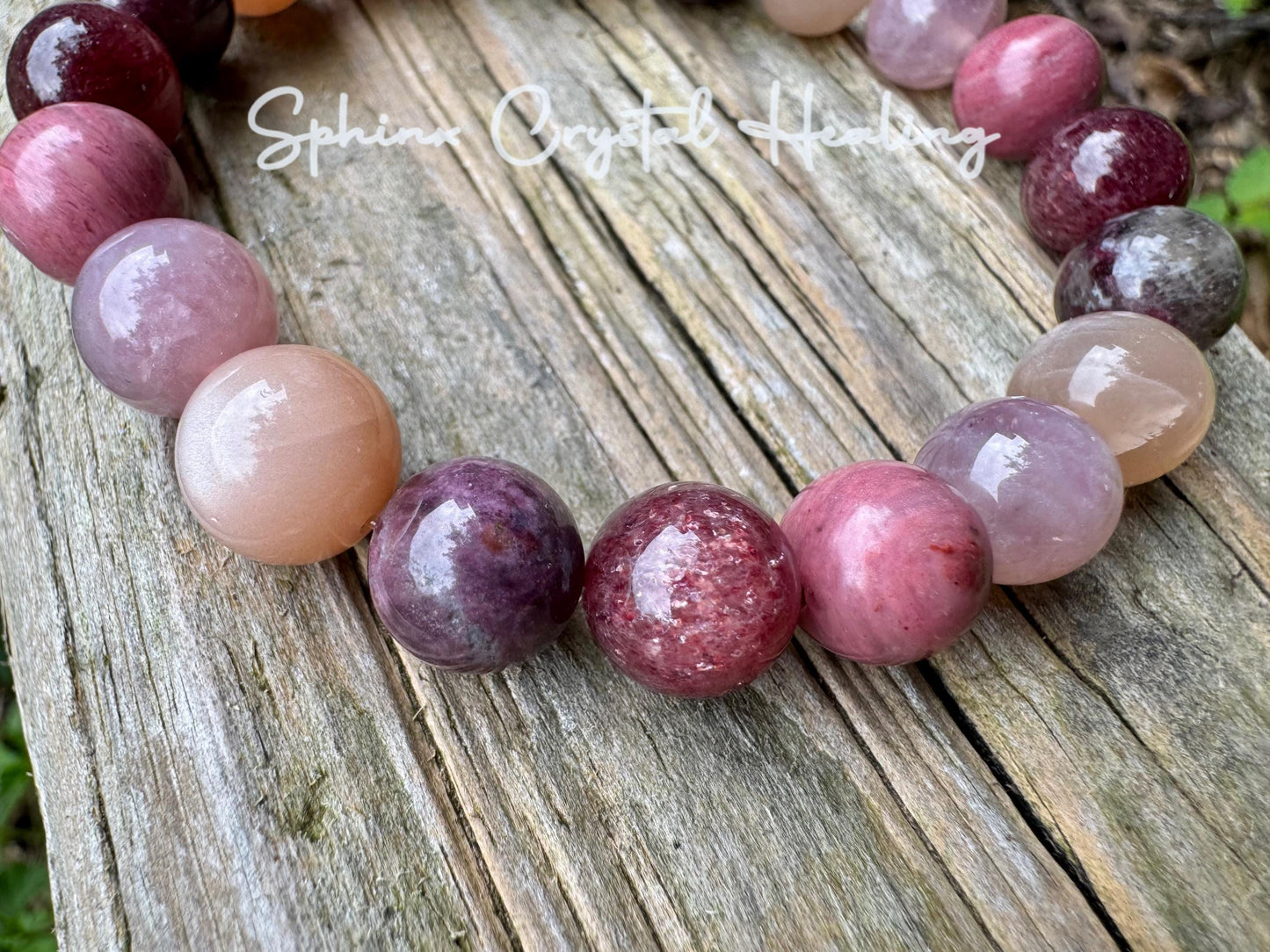 10mm Self Love & Empowerment - RARE Strawberry Quartz  " Strawberry Moon " Emotional Healing - Eudialyte - AAA Rose Quartz Crystal Bracelet