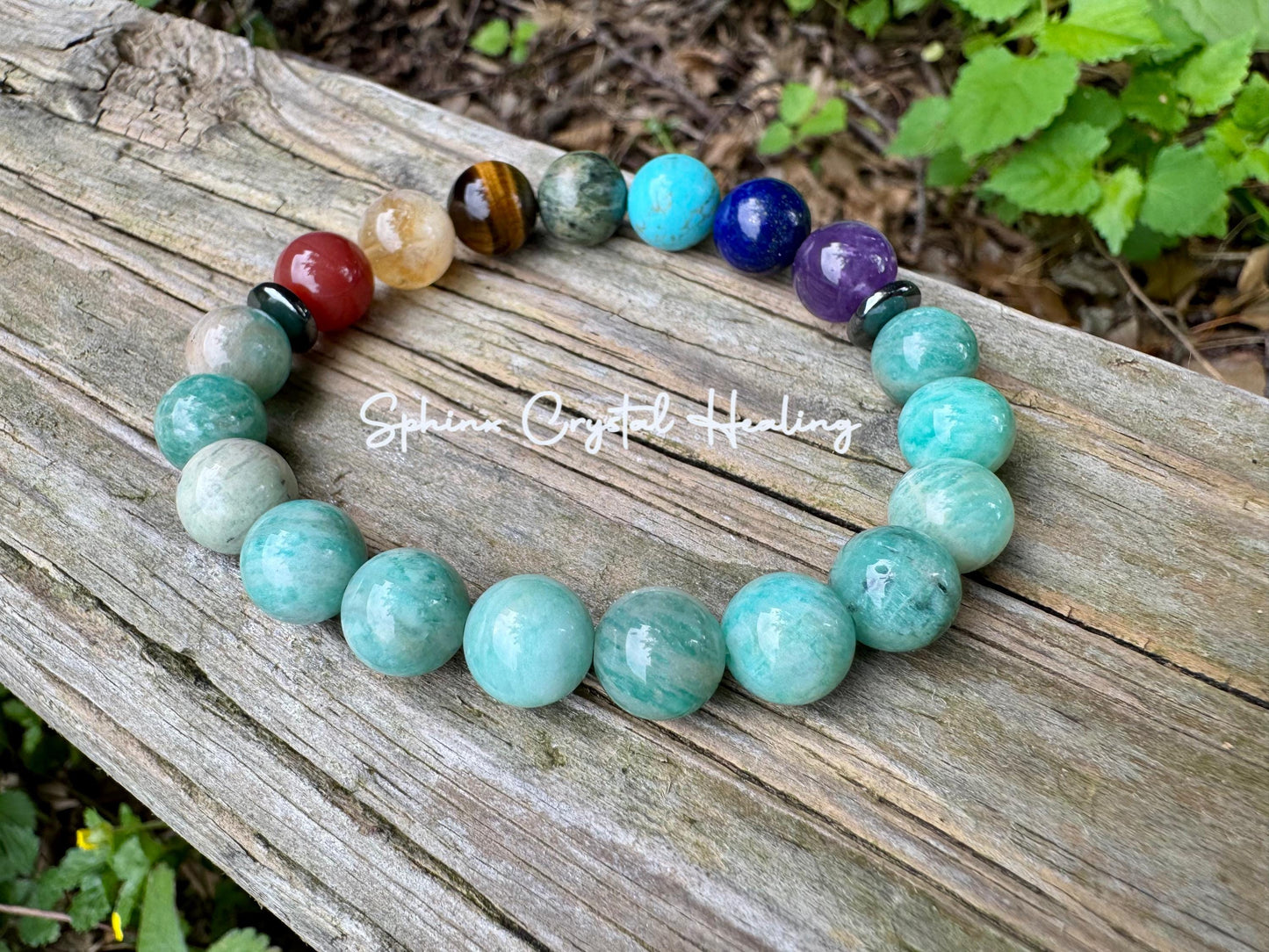 10mm Anxiety and Stress Support - Chakra Stones - Spiritual Healing - Amazonite - Amethyst - Citrine - Lapis - Carnelian Crystal Bracelet