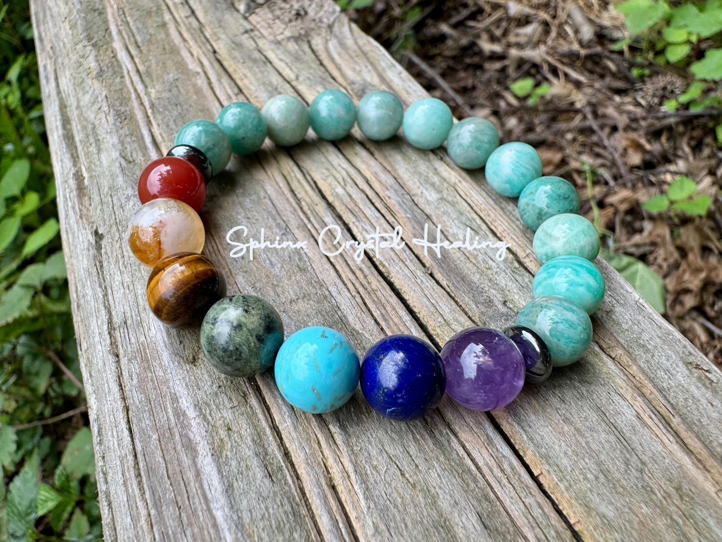 10mm Anxiety and Stress Support - Chakra Stones - Spiritual Healing - Amazonite - Amethyst - Citrine - Lapis - Carnelian Crystal Bracelet