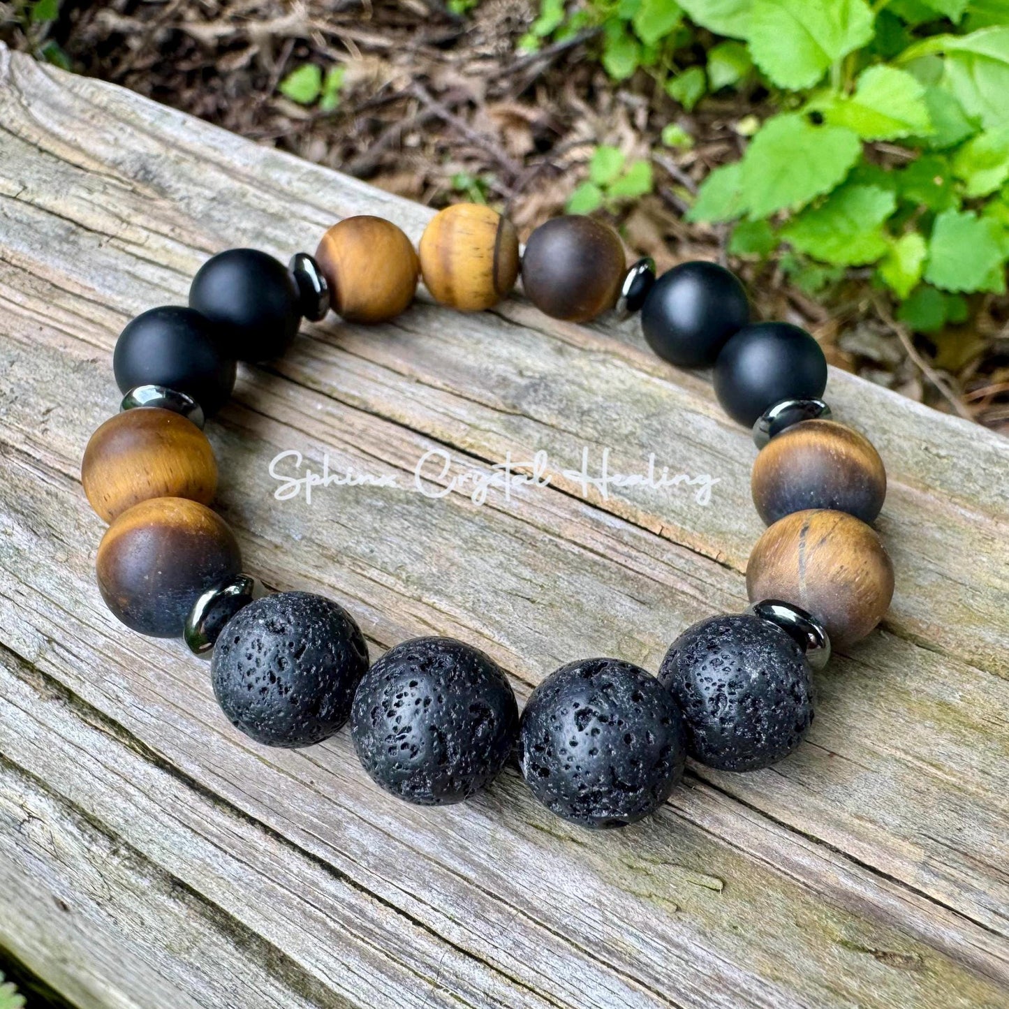 12mm Stress & Anxiety Support  - Strength and Protection " Battle Ropes " Courage - Tigers Eye - Onyx - Crystal Healing Gemstone Bracelet