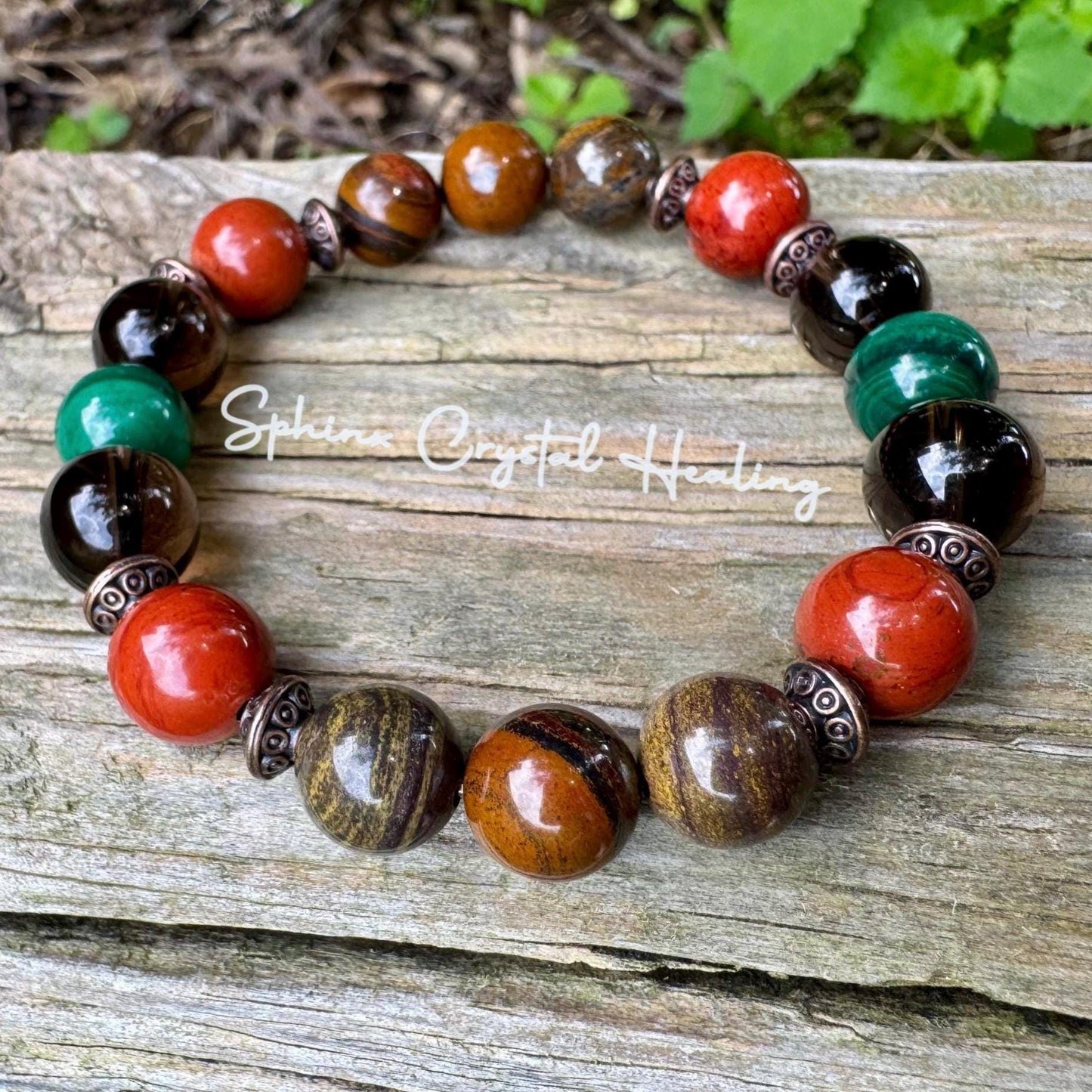 MENS 10MM - PTSD Trauma Recovery - Emotional Abuse Healing " The Strength Of Terra " Sadness - Depression - REAL Crystal Gemstone Bracelet