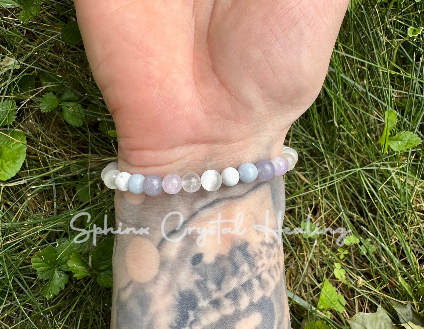 Sleep Rest & Recharge " Lavender Dreams " Moonstone - Angelite - Selenite - Howlite - Lepidolite - High Grade AAA Gemstone Crystal Bracelet