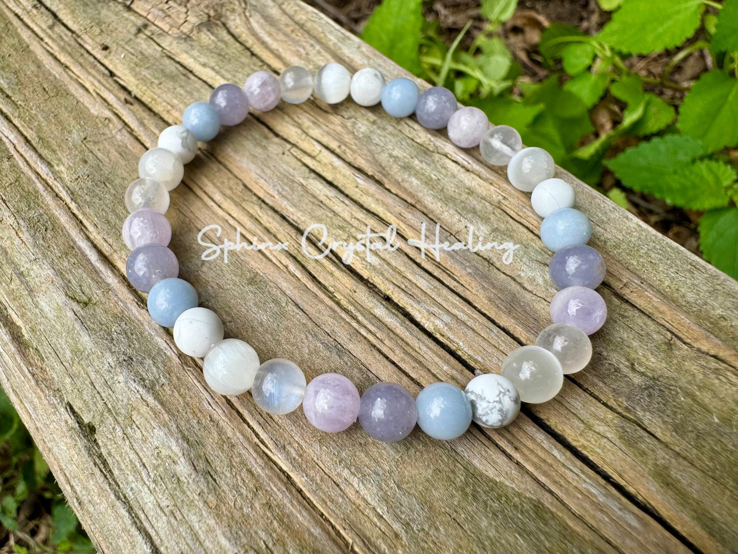 Sleep Rest & Recharge " Lavender Dreams " Moonstone - Angelite - Selenite - Howlite - Lepidolite - High Grade AAA Gemstone Crystal Bracelet