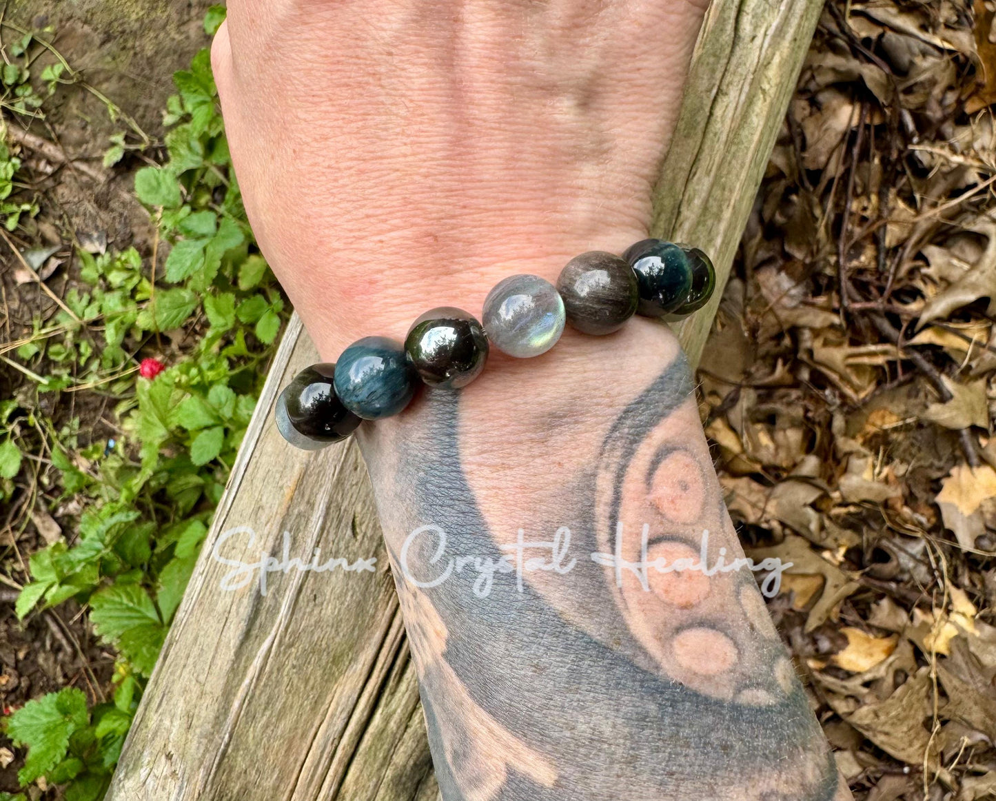 12mm Self Empowerment - Strength & Courage " You are the Universe " AAA Blue Tigers Eye - Labradorite - Obsidian Crystal Gemstone Bracelet