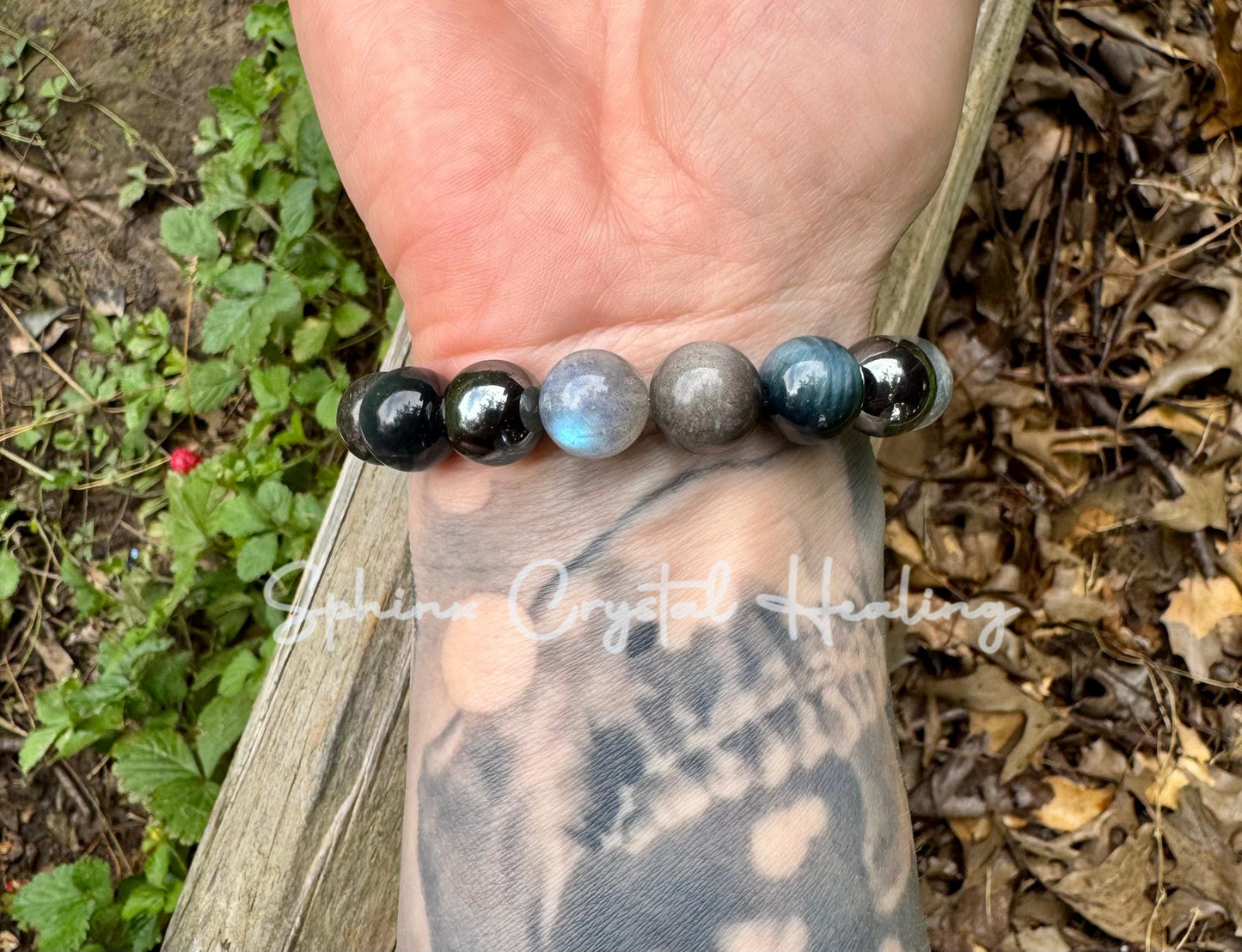 12mm Self Empowerment - Strength & Courage " You are the Universe " AAA Blue Tigers Eye - Labradorite - Obsidian Crystal Gemstone Bracelet