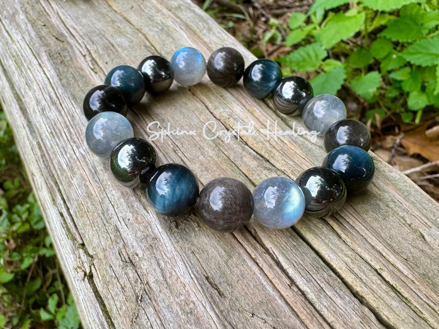 12mm Self Empowerment - Strength & Courage " You are the Universe " AAA Blue Tigers Eye - Labradorite - Obsidian Crystal Gemstone Bracelet