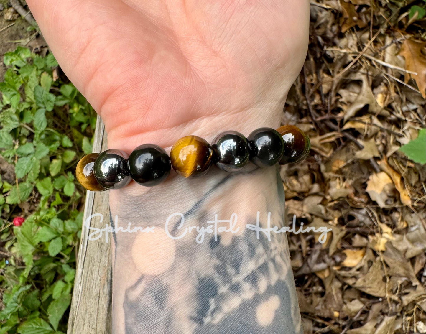 12MM Protection Bracelet - Strength - Courage " Triple Threat " Aura Shield - Confidence - Anxiety and Stress Support - Crystal Gemstones