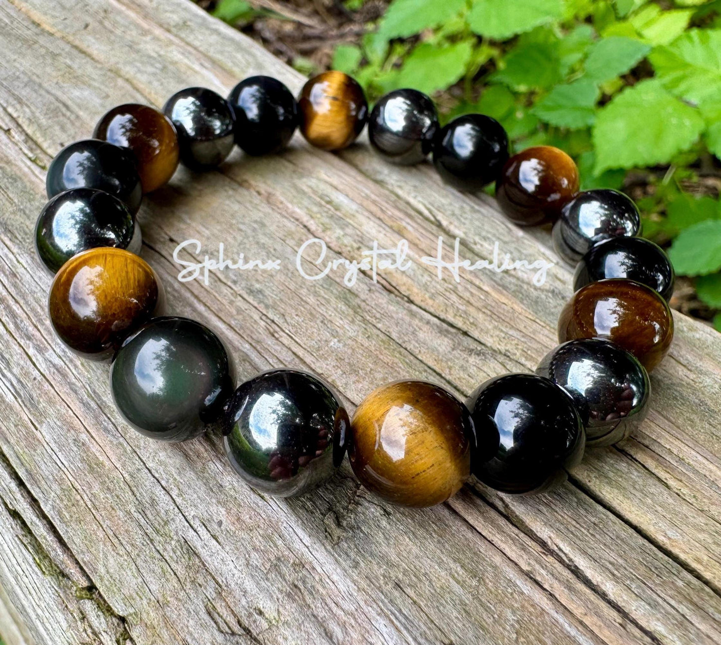 12MM Protection Bracelet - Strength - Courage " Triple Threat " Aura Shield - Confidence - Anxiety and Stress Support - Crystal Gemstones