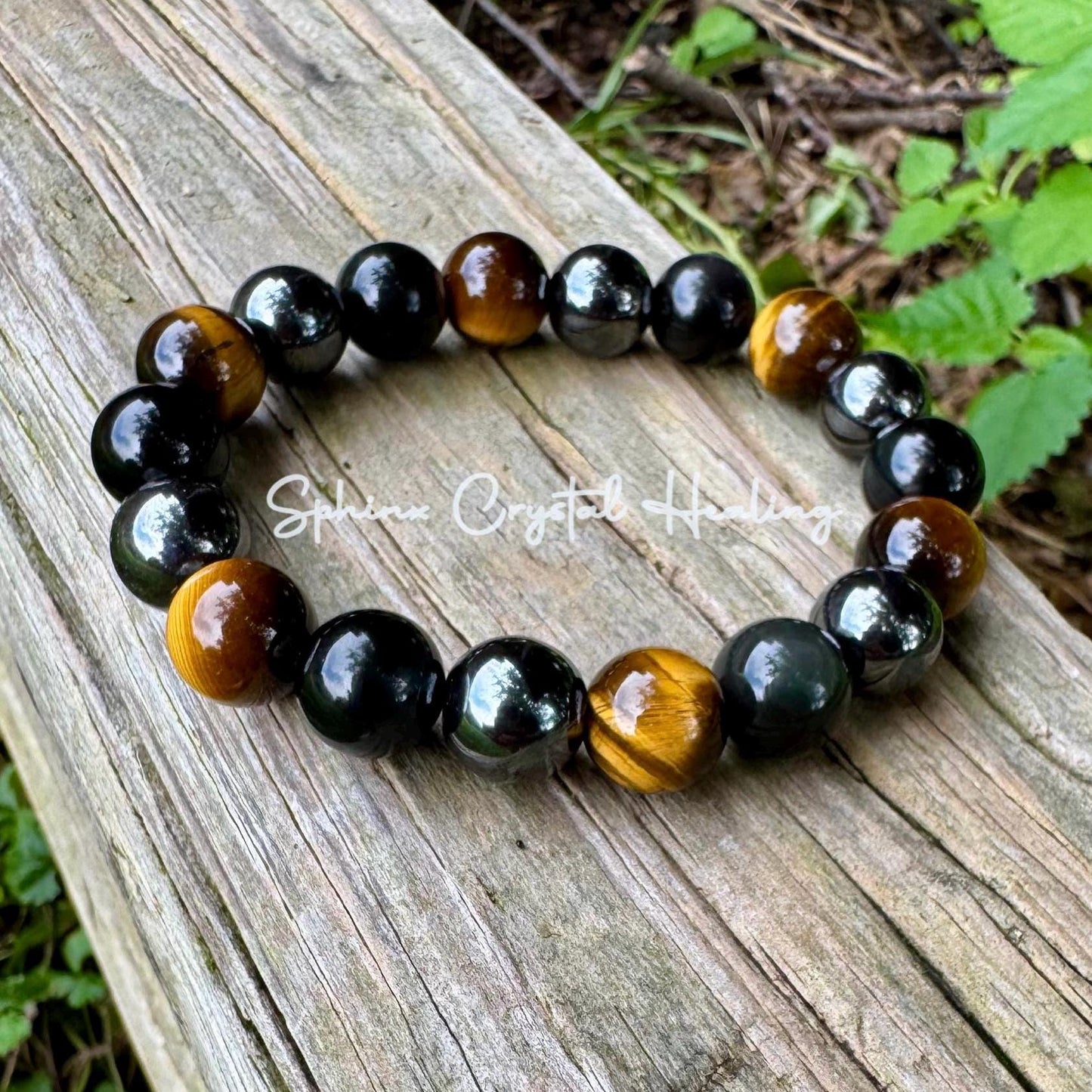 12MM Protection Bracelet - Strength - Courage " Triple Threat " Aura Shield - Confidence - Anxiety and Stress Support - Crystal Gemstones
