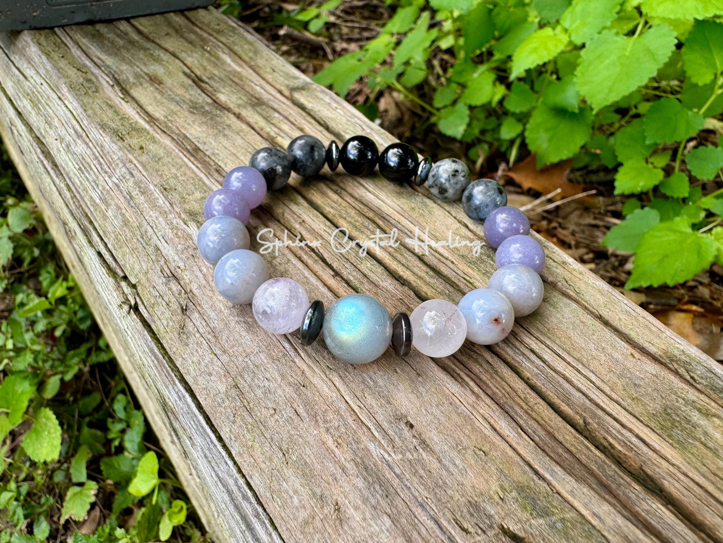 10mm Healer Support - RARE Blue Lepidolite " The Empath’s Halo " Energy Healing - Rose Quartz - White Amethyst - Empath Recharge Bracelet