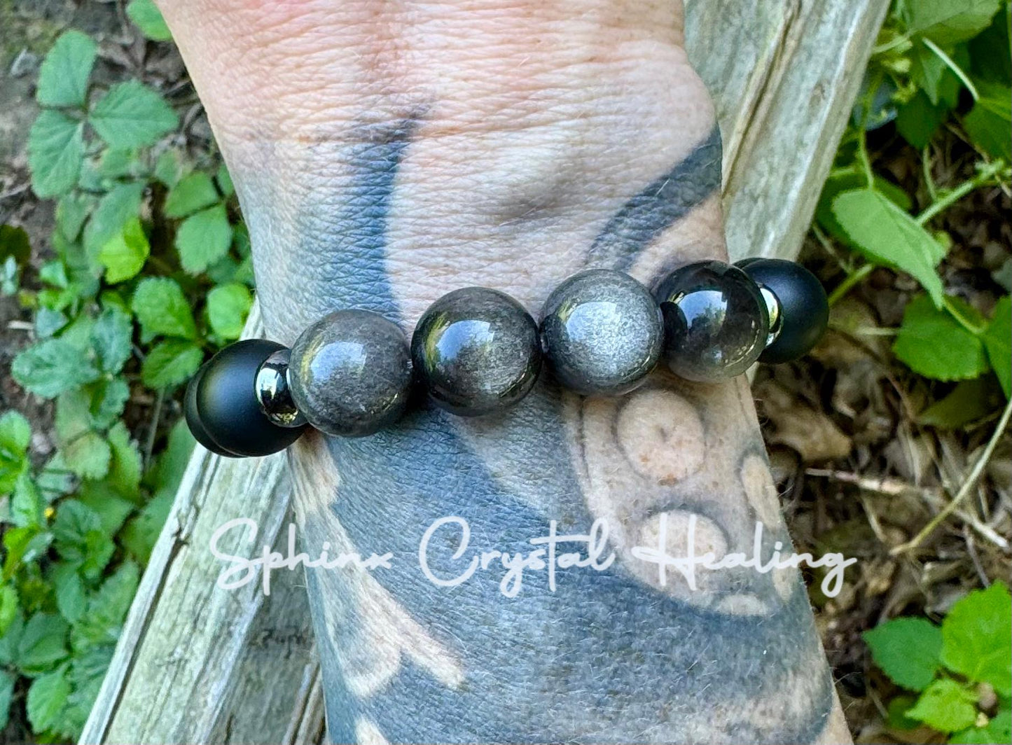 12MM Self Transformation & Spiritual Growth " Divine Reflection " Shungite EMF Protection - Onyx Obsidian Crystal Healing Gemstone Bracelet