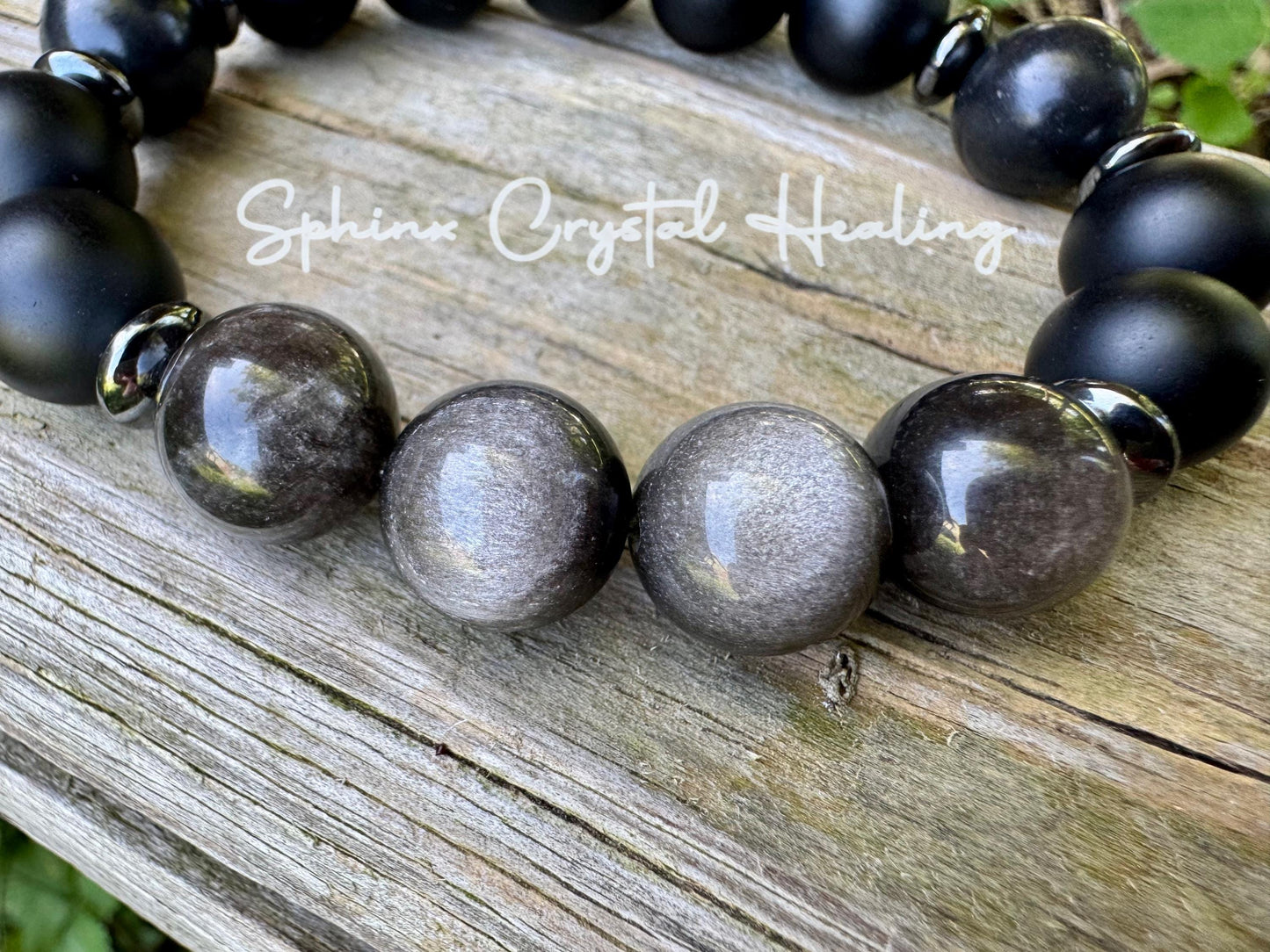 12MM Self Transformation & Spiritual Growth " Divine Reflection " Shungite EMF Protection - Onyx Obsidian Crystal Healing Gemstone Bracelet