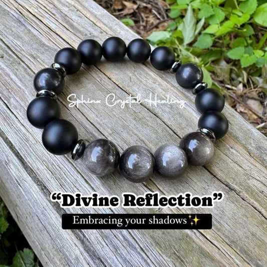 12MM Self Transformation & Spiritual Growth " Divine Reflection " Shungite EMF Protection - Onyx Obsidian Crystal Healing Gemstone Bracelet