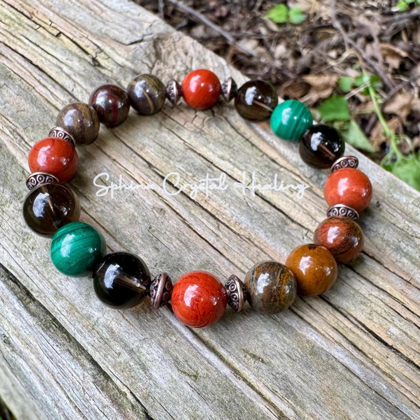 MENS 10MM - PTSD Trauma Recovery - Emotional Abuse Healing " The Strength Of Terra " Sadness - Depression - REAL Crystal Gemstone Bracelet