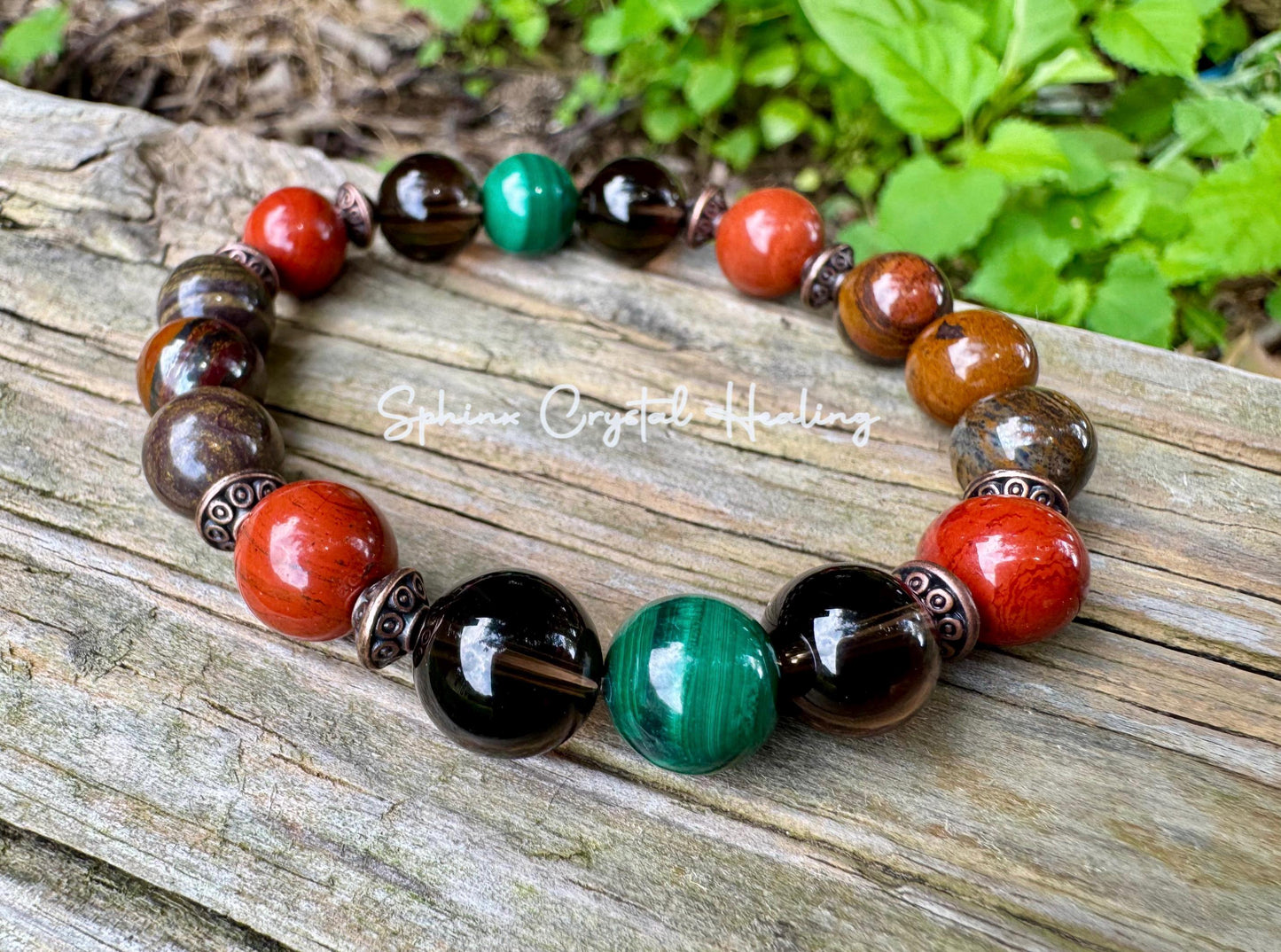 MENS 10MM - PTSD Trauma Recovery - Emotional Abuse Healing " The Strength Of Terra " Sadness - Depression - REAL Crystal Gemstone Bracelet