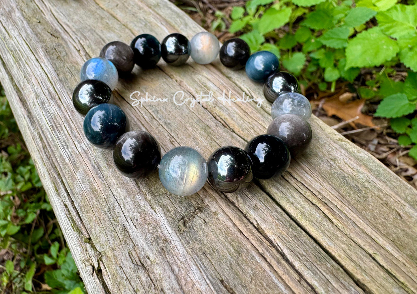 12mm Self Empowerment - Strength & Courage " You are the Universe " AAA Blue Tigers Eye - Labradorite - Obsidian Crystal Gemstone Bracelet