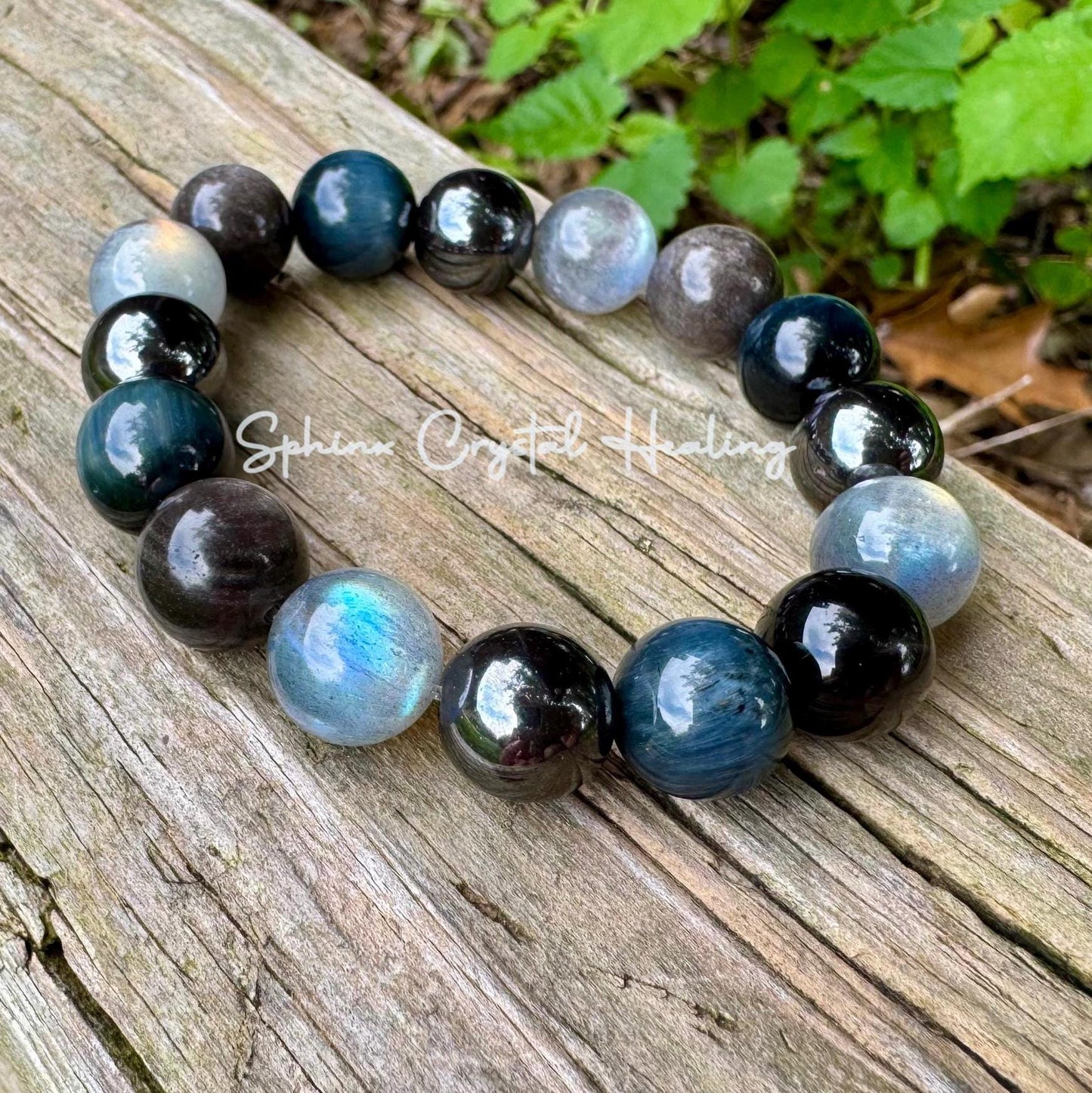 12mm Self Empowerment - Strength & Courage " You are the Universe " AAA Blue Tigers Eye - Labradorite - Obsidian Crystal Gemstone Bracelet